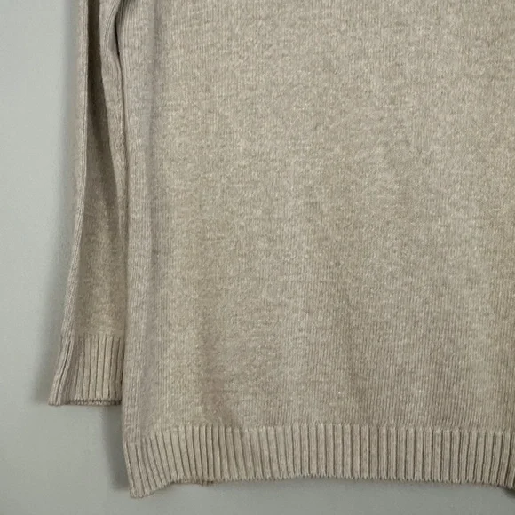 Brochu Walker women oatmeal crewneck knit pullover sweater with front left slit